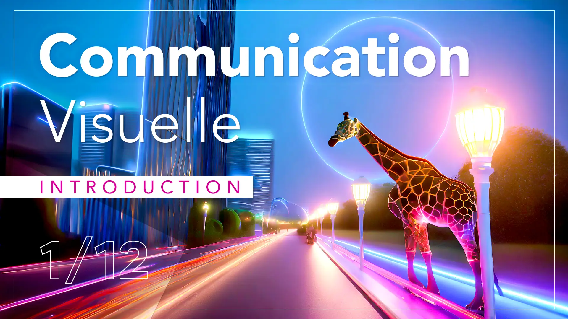 Imagisto - Article de blog 1/12 - Découvrez l’importance de la communication visuelle : En périphérie d'une métropole, une girafe est au bord d'une route et regarde la ville.