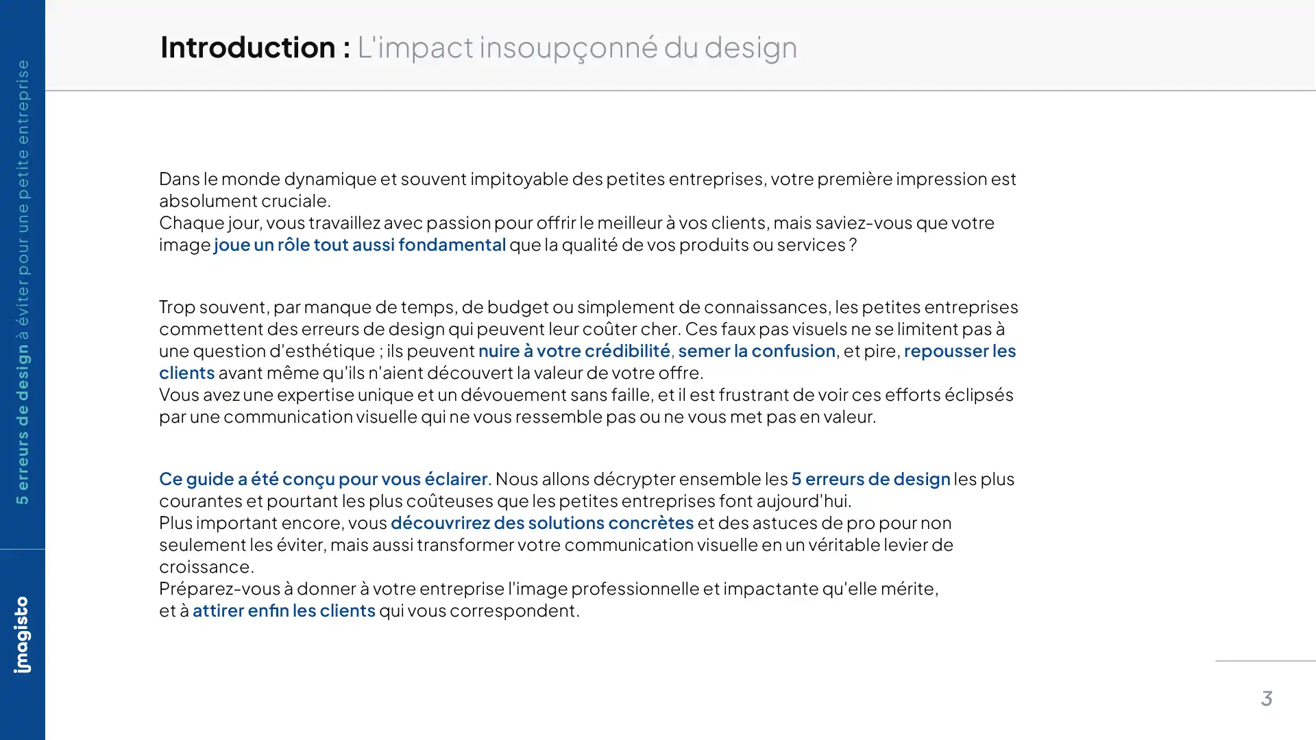 Aperçu page 3 du guide des 5 erreurs de design à éviter pour une petite entreprise.